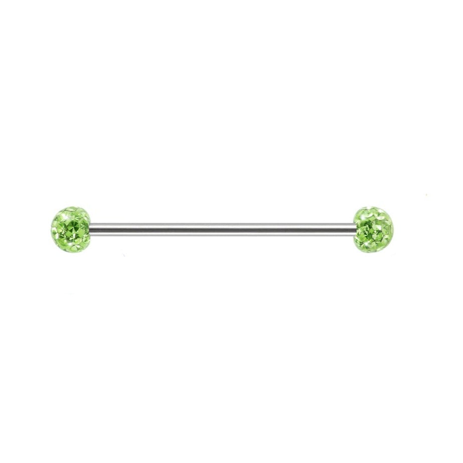 Bellissimo piercing industriale con sfere di cristallo colorate, gioielli per piercing alla lingua con bilanciere industriale in titanio