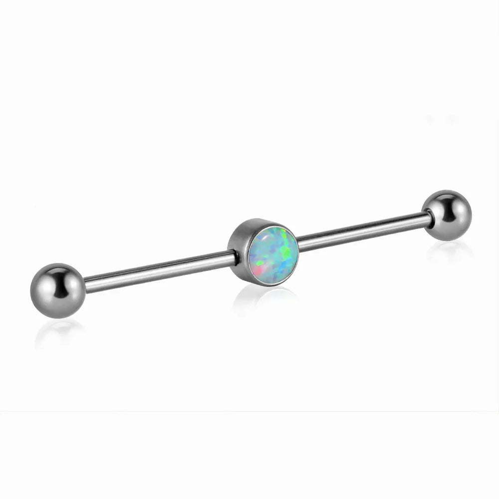 Opale industriale piercing titanio opale industriale bilanciere 14G 38mm bianco opale nero opale