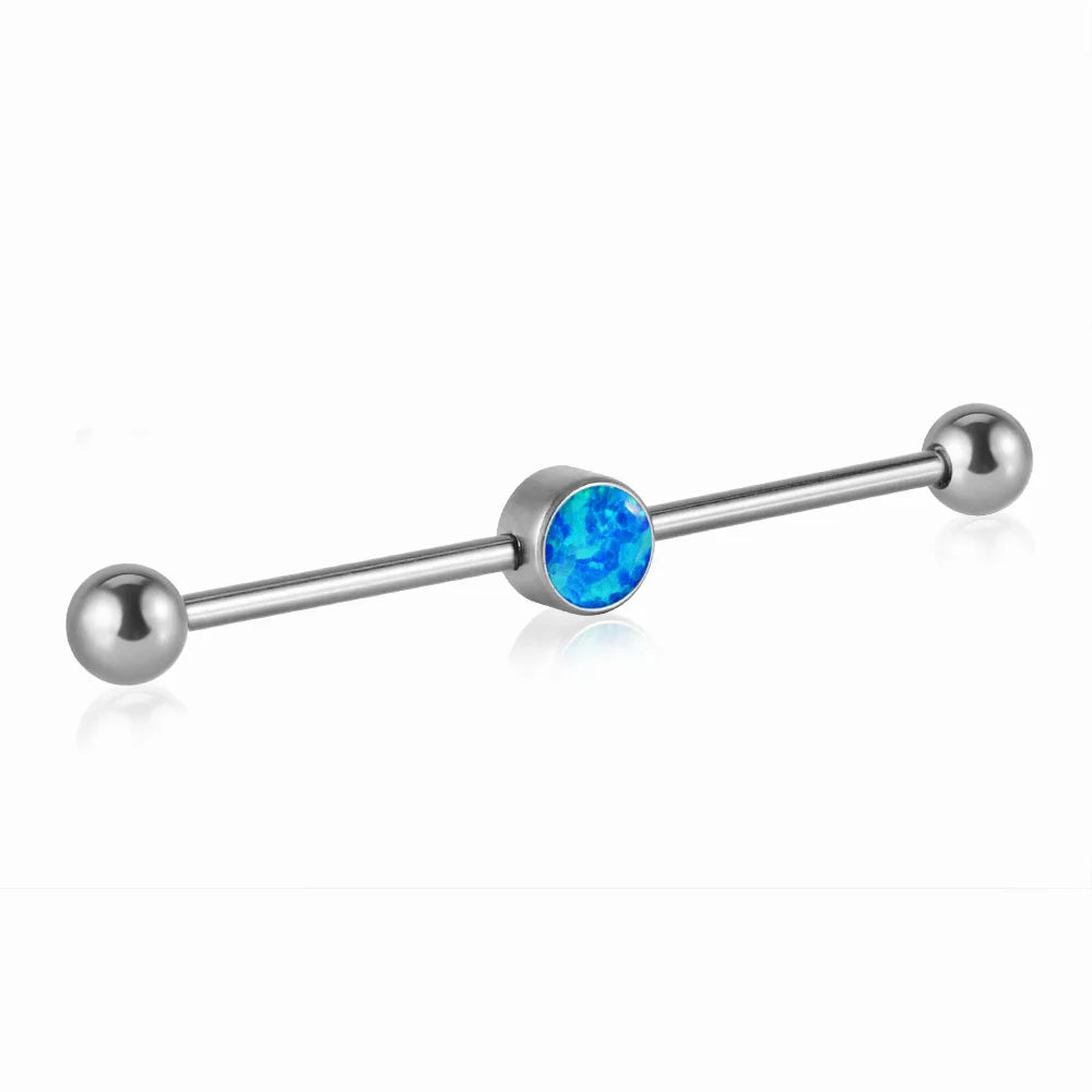 Opale industriale piercing titanio opale industriale bilanciere 14G 38mm bianco opale nero opale