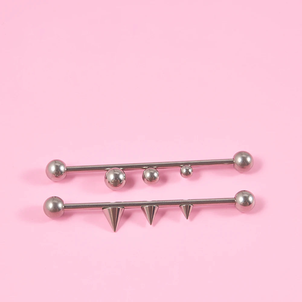 Spike industrial piercing cool industrial piercing with 3 spikes 14G 38mm