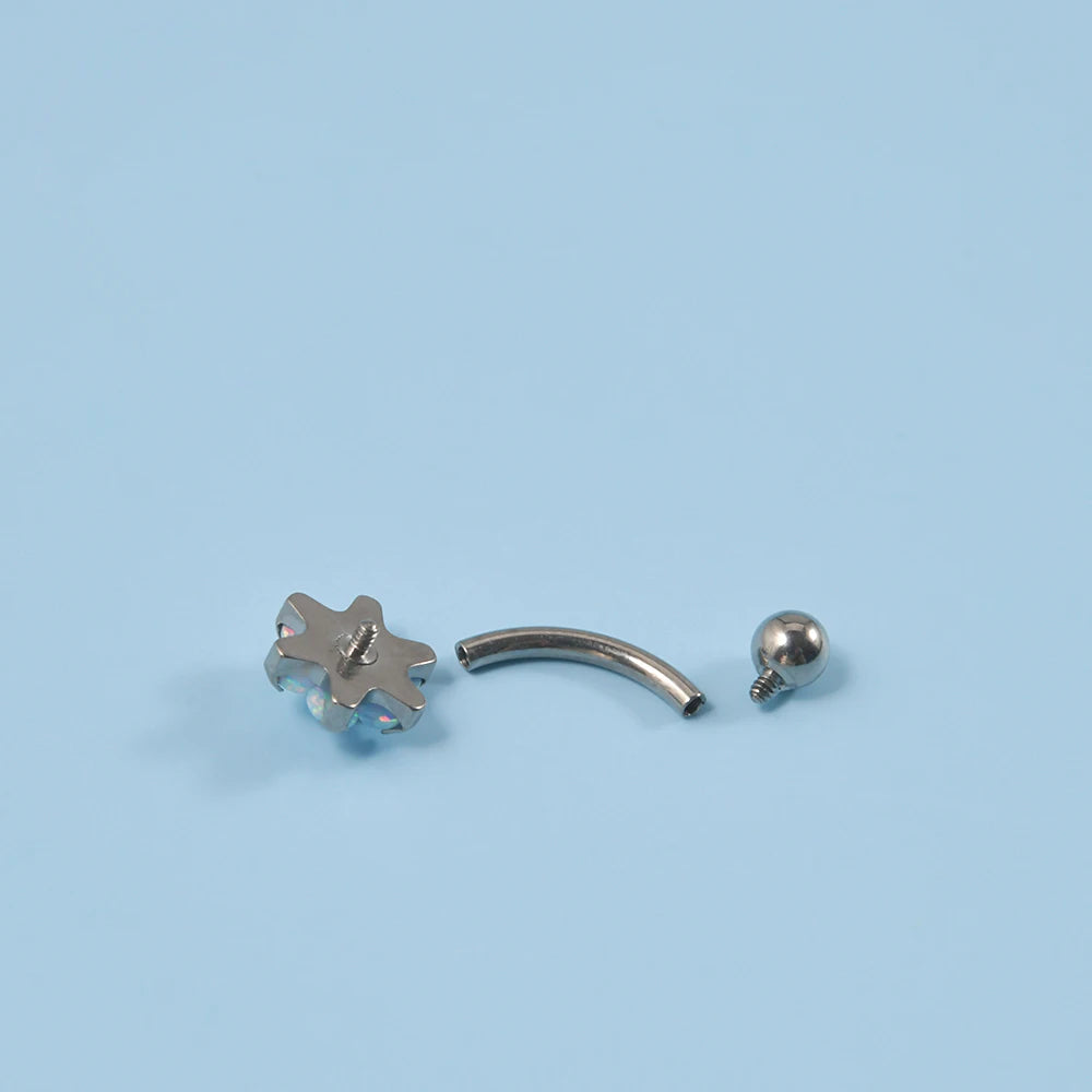 Bilanciere curvo verticale labret in titanio trasparente 16G