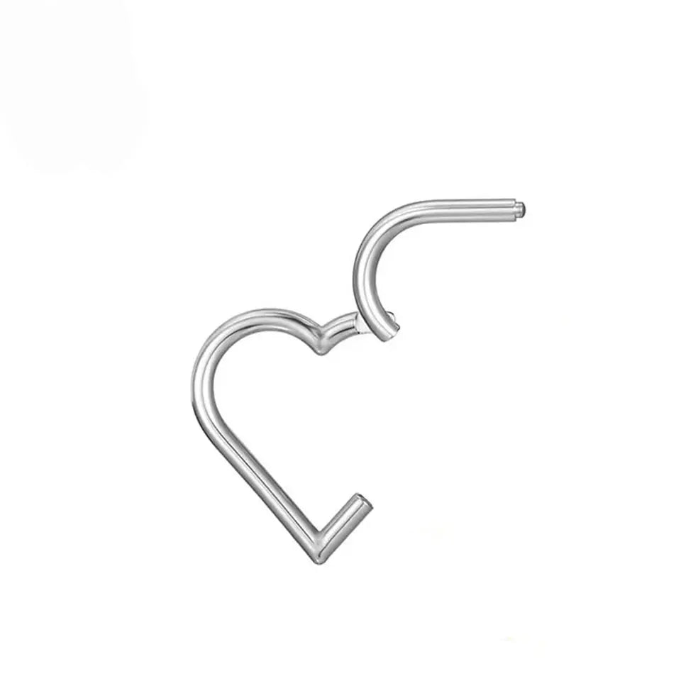 Heart septum ring 16G titanium nose ring gold silver black daith piercing