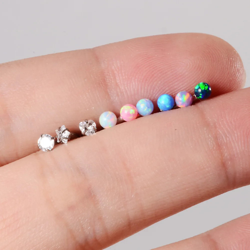 Opal eyebrow piercing titanium curved barbell banana barbell vertical labret rook piercing