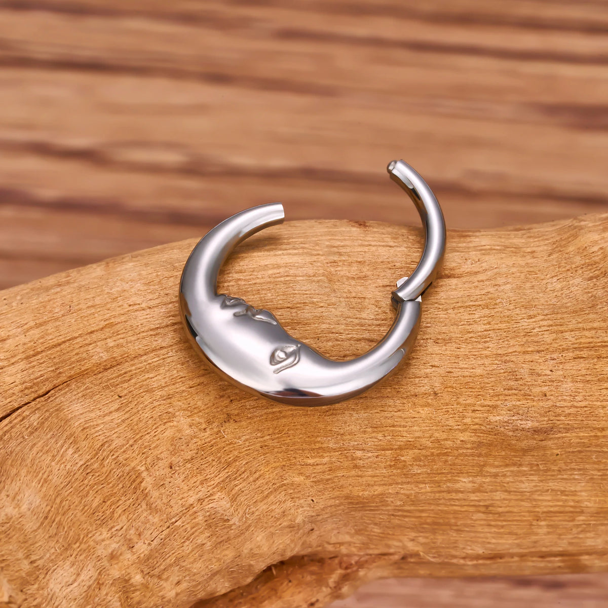 Moon daith ring in gold and silver titanium daith piercing septum ring