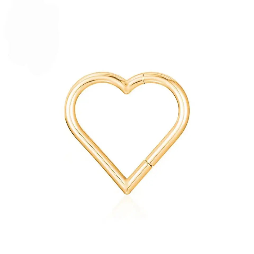 Heart septum ring 16G titanium nose ring gold silver black daith piercing