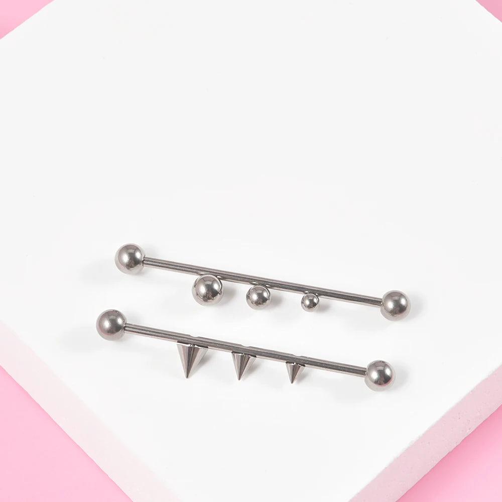 Spike industrial piercing cool industrial piercing with 3 spikes 14G 38mm