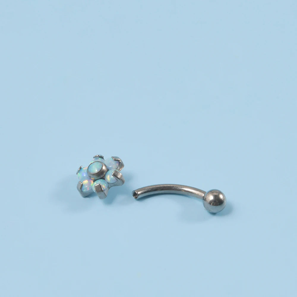 Clear vertical labret titanium curved barbell 16G