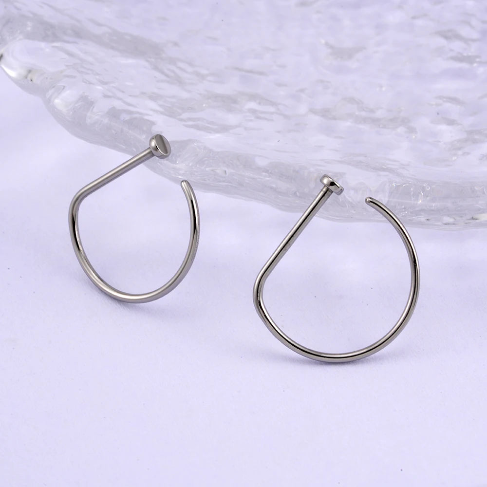 D shape nose ring 20 gauge nose ring titanium D shape nose stud 18 gauge