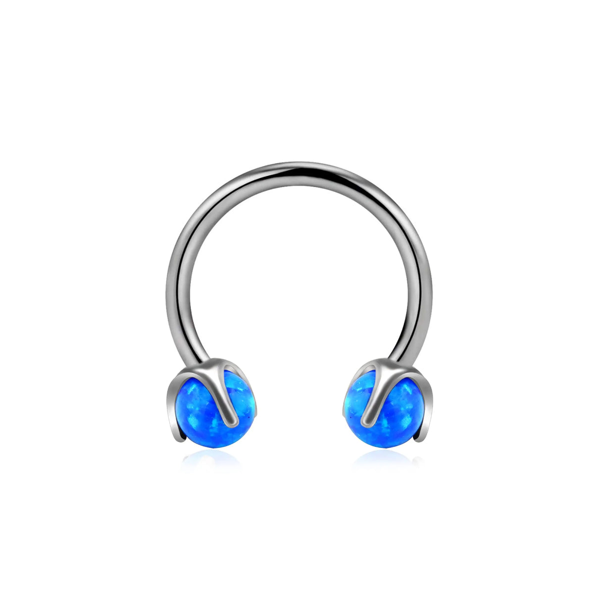 Snake bite hoop piercing with opal 16G titanium horseshoe barbell blue opal white opal