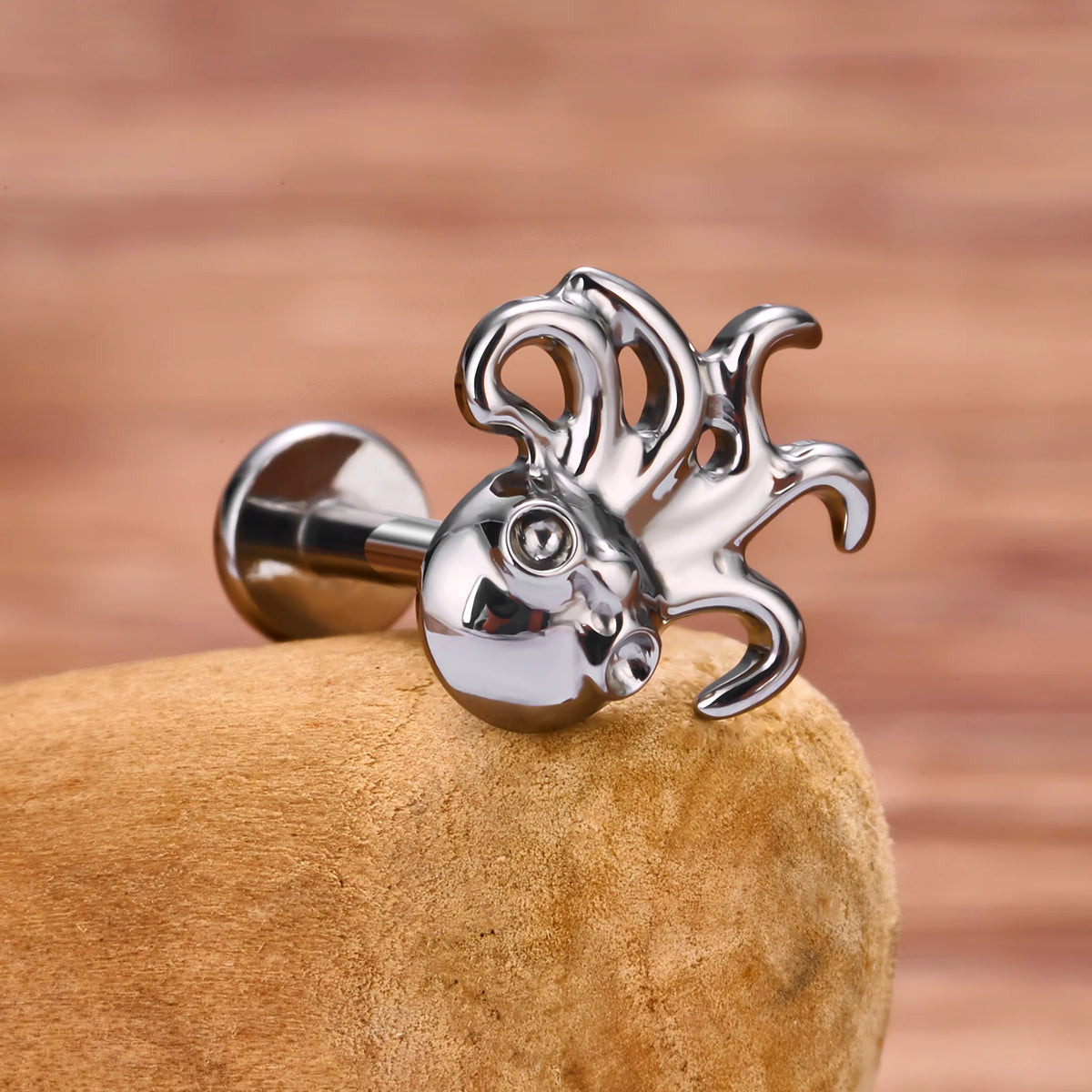 Octopus nose stud made of titanium octopus stud earring