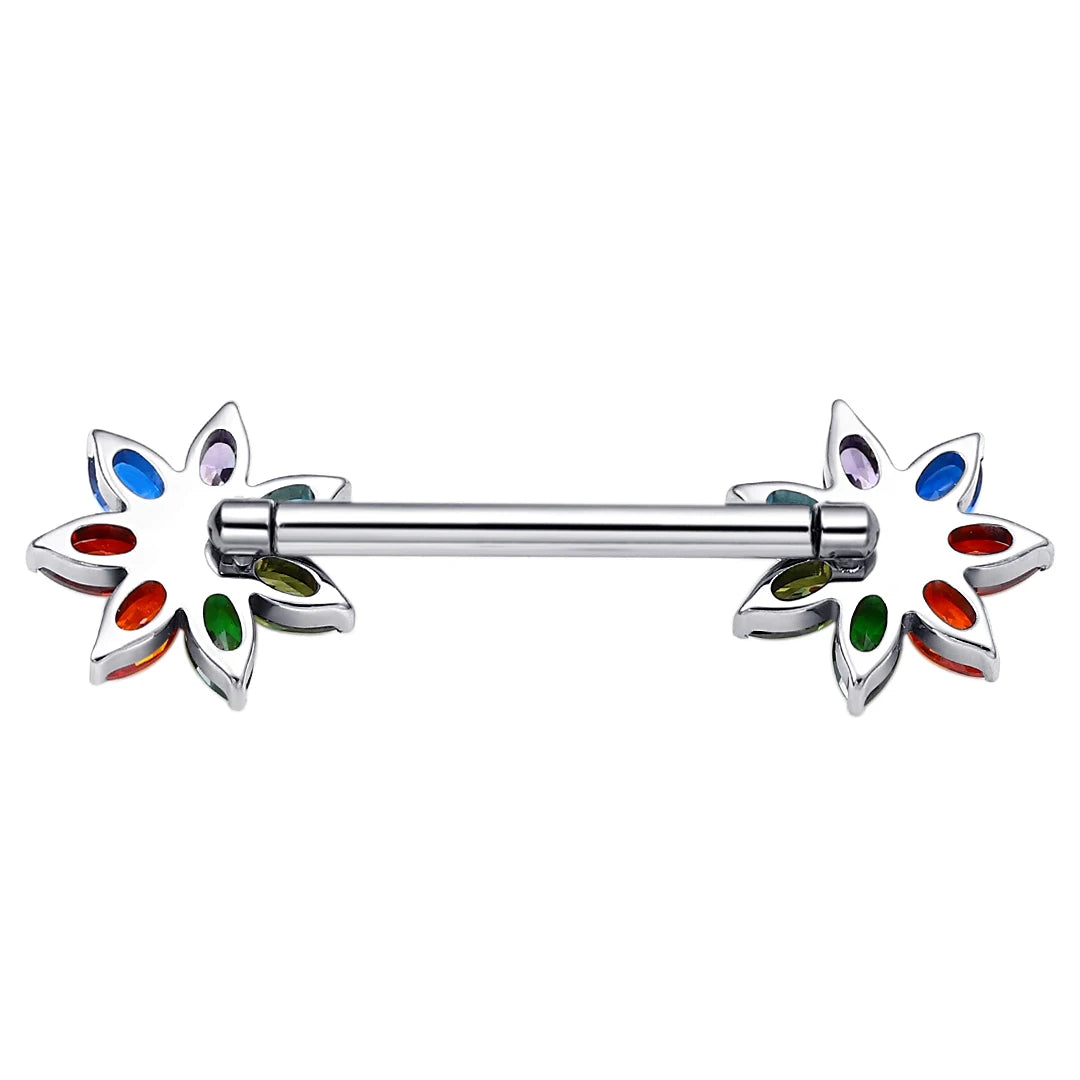 Fiore piercing al capezzolo bilancieri dritti push pin senza filettatura in titanio 2 pezzi 14G 16mm