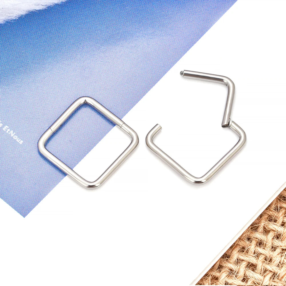 Square septum ring 16G titanium septum clicker