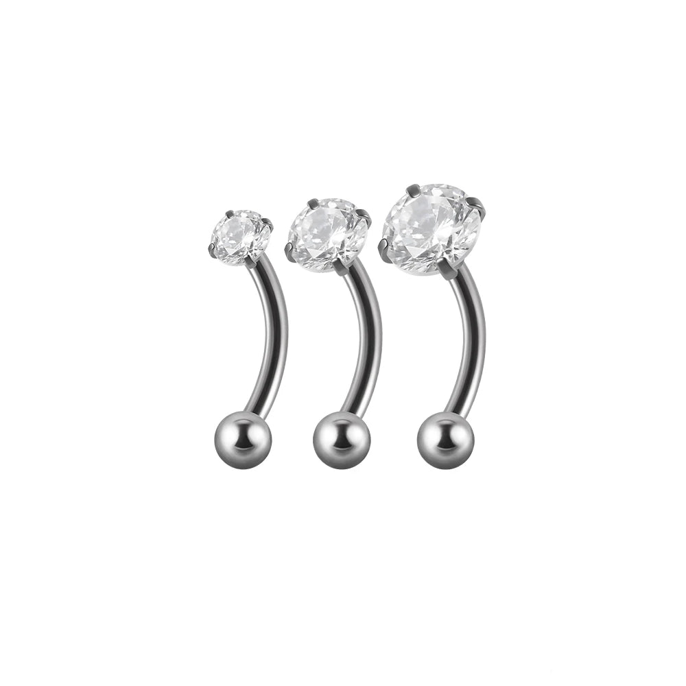 Dainty eyebrow piercing titanium curved barbell round star heart