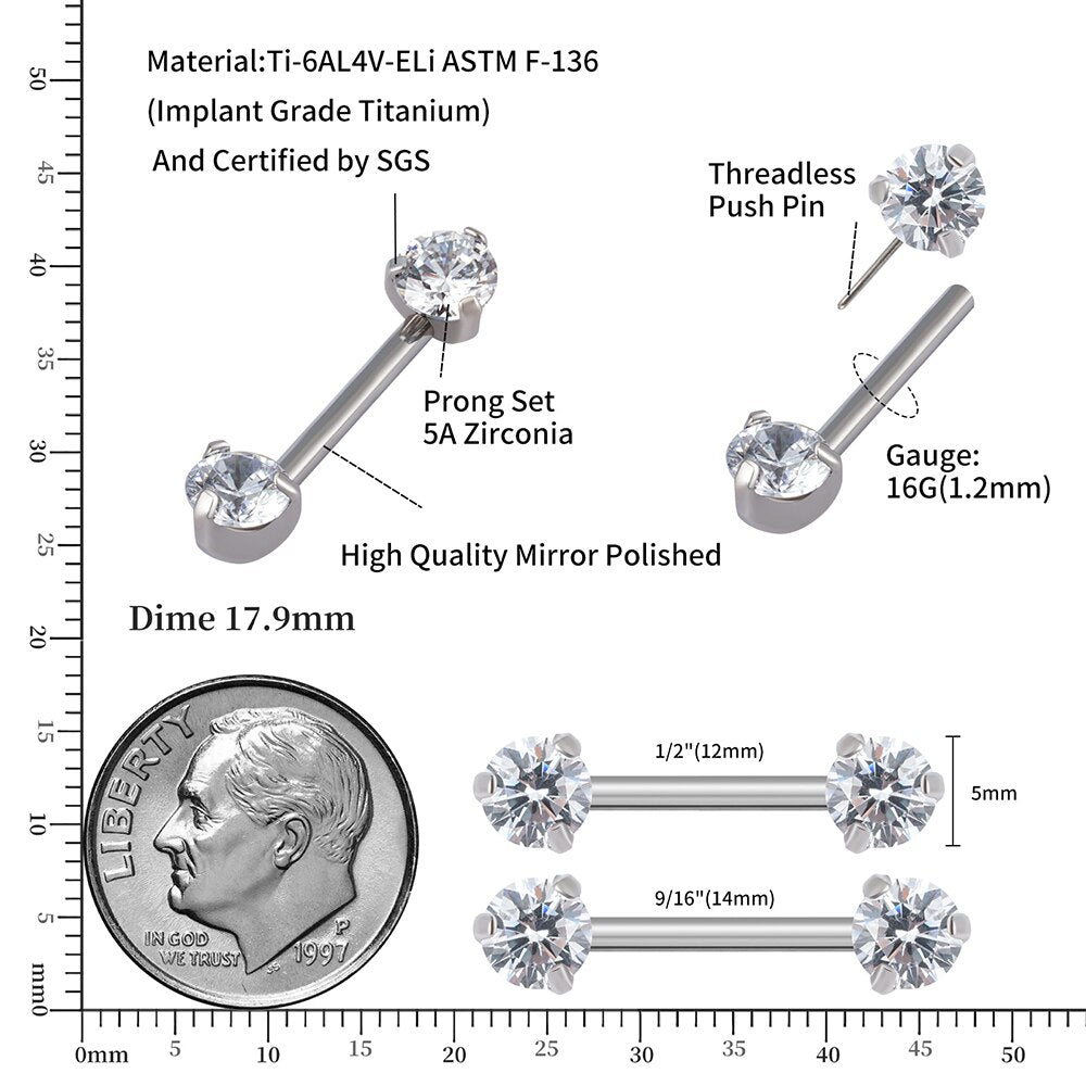 Simpatico anello per capezzolo colorato e divertente titanio grado impianto 14G 1 pezzo