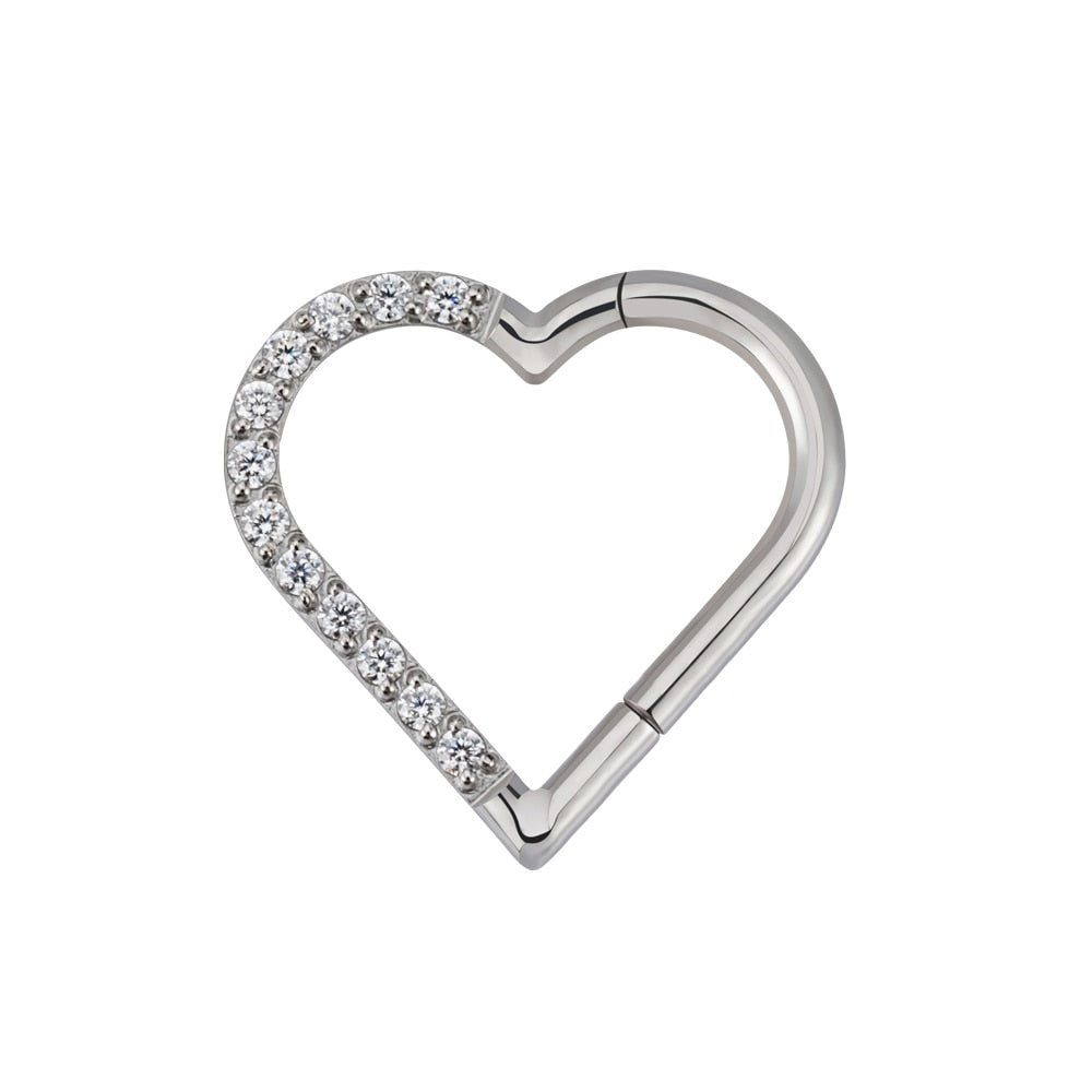 Calibro 16 per piercing al cuore daith in titanio per impianto con CZ