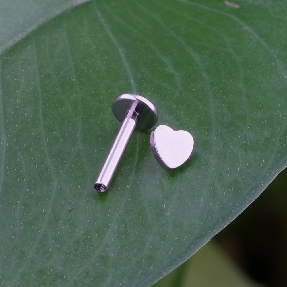 Heart helix piercing minimalist stud implant-grade titanium