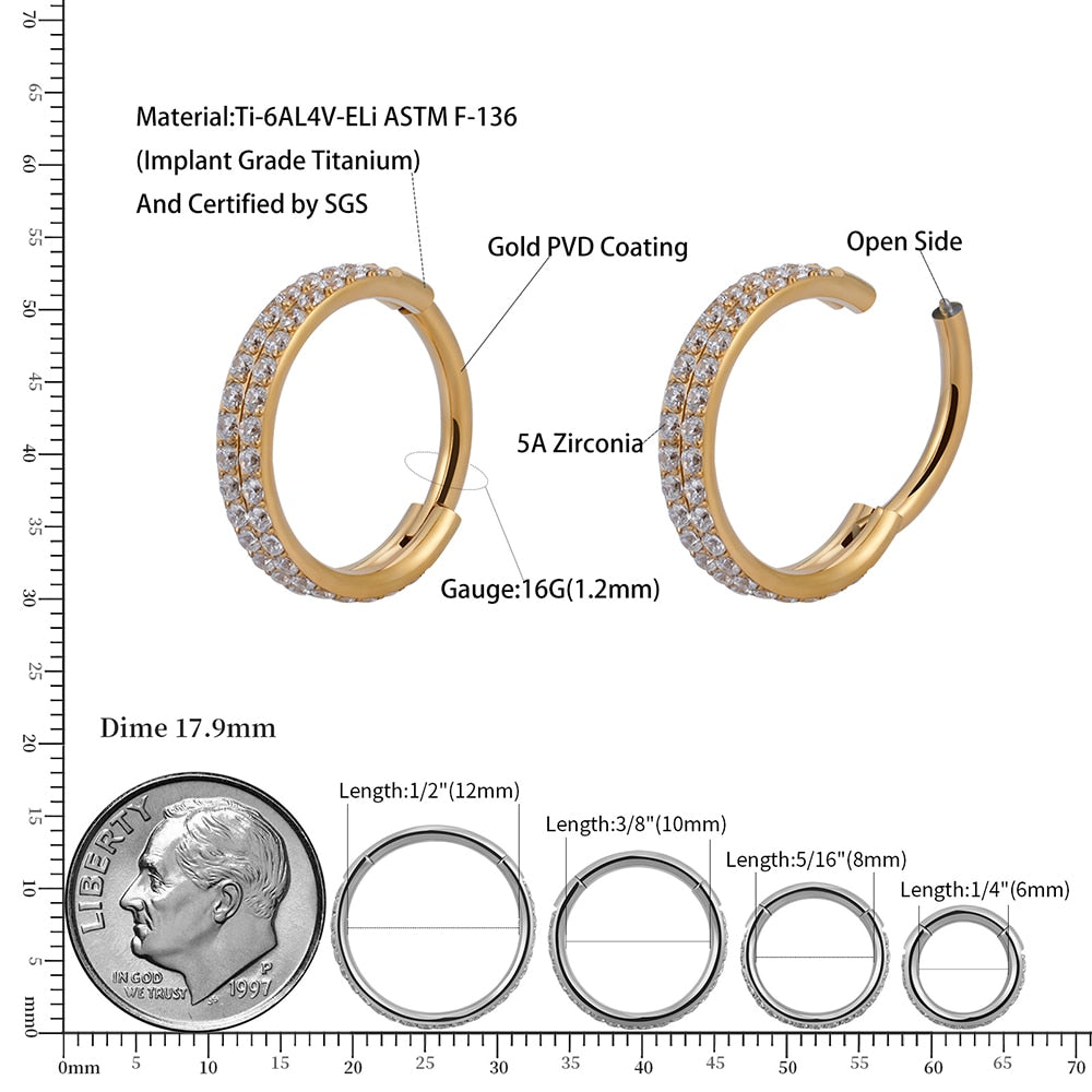 Fancy septum rings double layered with CZ Rosery Poetry