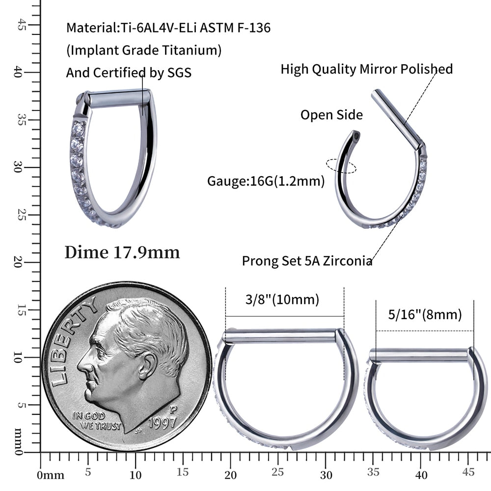 Septum clicker ring titanium 16 gauge Rosery Poetry