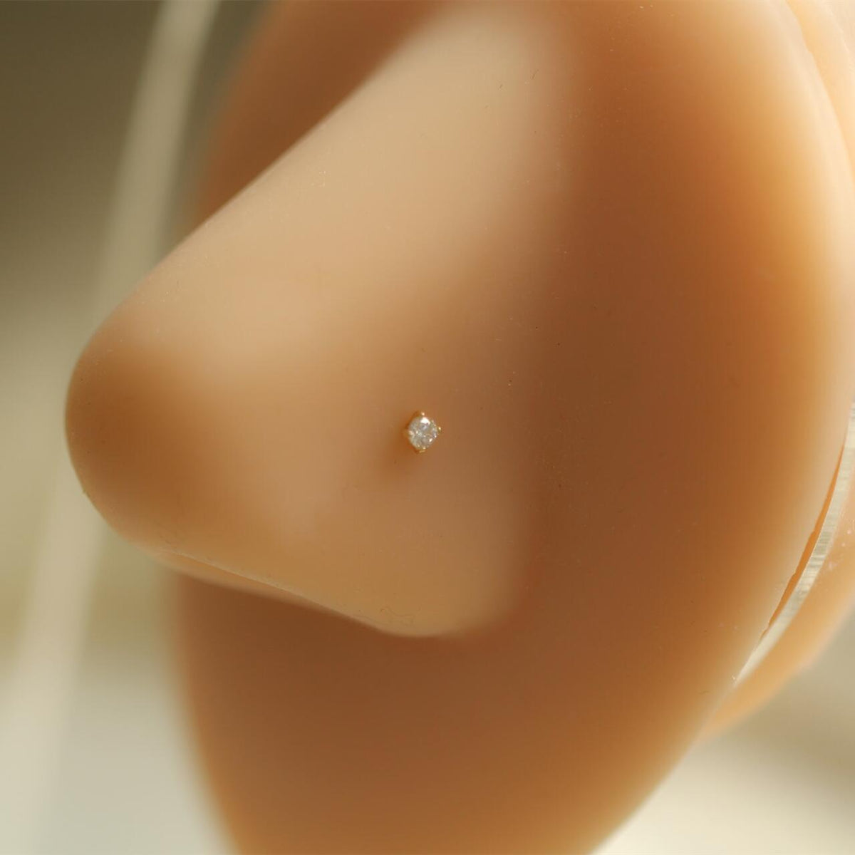 14K gold nose stud tiny and cute with a crystal Rosery Poetry