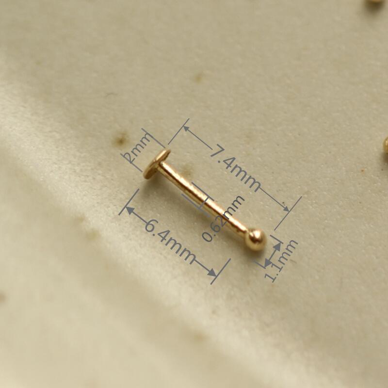 Nose bone stud 14K gold tiny and minimalist Rosery Poetry